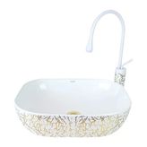 Marble Beyaz Altın Çanak Lavabo