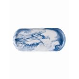 Marble Porselen Servis Tabağı Oval Mavi