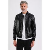 Marc Erkek Siyah Bomber Deri Ceket - 3XL