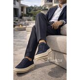 Marcomen Hakiki Örme Ithal Taban Sneaker Ayakkabı - Koyu Lacivert