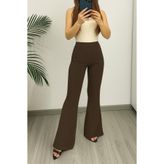 Marina Trend KAHVERENGİ İspanyol Paça Pantolon Yüksek Bel Likralı Esnek Kumaş Kadın Flare İspanyol Tayt Pantolon