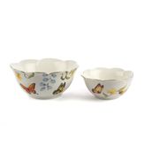 Mariposa 2'li Kase Seti, Porselen, Çiçek ve Kelebek Desenli, Altın Yaldızlı Kenarlı, 13-16 cm