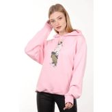 Markapia Pembe Baskılı Kapüşonlu Oversize Kadın Sweatshirt