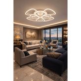 Markatech MS39005-4+4 Beyaz 8'li 3 Renk LED Plafonyer Avize