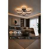 Markatech Star Siyah Kumandalı Dimmerli 3 Renk LED Plafonyer Avize