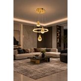 Markatech Viola Gold Kumandalı Dimmerli 3 Renk LED Sarkıt Avize, Çap 40 cm