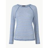 Marks & Spencer Lacivert Çizgili Uzun Kollu Bayan T-shirt