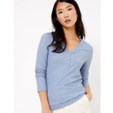 Marks & Spencer Mavi Uzun Kollu Dokulu Bayan T-Shirt