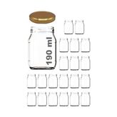 Marmara Avm Kavanoz, 190 ml Metal Kapaklı Konserve Kavanozu 190 cc Şeffaf Bebek Mama 20 Adet (Altın/gold) - Çok Renkli