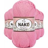 Marsilyan 5 Adet Pırlanta Amigurumi El Örgü Ipi Yünü Pembe 6740 - Nako Mudanis - Renkli - standart