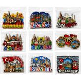 Marsilyan Istanbul Temalı Ahşap Buzdolapı Süsü Magnet - Renkli