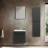 Martha Life Arya 3'lü Banyo Dolabı Seti 55 cm - %100 Mdf, Lavabolu Alt Dolap, Aynalı Üst Dolap ve Boy Dolabı - Siyah