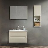 Martha Life Duo 3'lü Banyo Dolabı Seti 80 cm - %100 Mdf Lavabolu Banyo Dolabı, Aynalı Üst Dolap ve Boy Dolabı