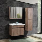 Martha Life Mona 80 cm Kahverengi %100 Mdf Lavabolu Banyo Dolabı, Aynalı Üst Dolap ve Boy Dolabı