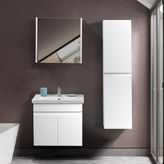 Martha Life Venna 3'lü Banyo Dolabı Seti 65 cm - %100 MDF, Lavabolu Banyo Dolabı, Aynalı Üst Dolap ve Boy Dolabı - Beyaz