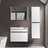 Martha Life Venna 3'lü Banyo Dolabı Seti 80 cm - %100 MDF, Lavabolu Banyo Dolabı, Aynalı Üst Dolap ve Boy Dolabı - Beyaz