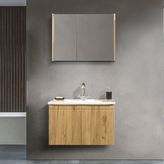 Martha Life Verona 2'li Banyo Dolabı Seti 80 cm - Ahşap Desenli, %100 Mdf, Lavabolu Alt Dolap ve Aynalı Üst Dolap