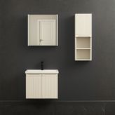 Martha Life Verona 3'lü Banyo Dolabı Seti 65 cm - %100 Mdf, Lavabolu Alt Dolap, Aynalı Üst Dolap ve Boy Dolabı - Beyaz