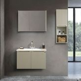 Martha Life Verona 3'lü Banyo Dolabı Seti 80 cm - Bej, %100 Mdf, Lavabolu Alt Dolap, Aynalı Üst Dolap ve Boy Dolabı