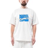 Marvel Comics Blue Logo Oversize Beyaz Tişört