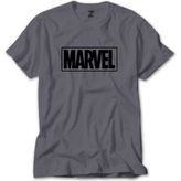 Marvel Logo Gri Tişört - S