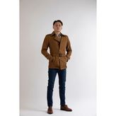 Maserto Slim Fit Erkek Kısa Model Açık Kahve Trençkot