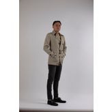 Maserto Slim Fit Erkek Kısa Model Krem Trençkot