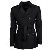 Maserto Slim Fit Erkek Kısa Model Siyah Trençkot