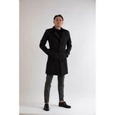 Maserto Slim Fit Erkek Siyah Trençkot