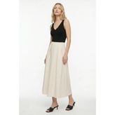 Masha Kate Yumuşak Doku Krem Midi Etek - 42