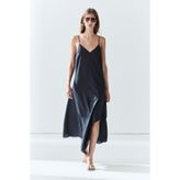 Massimo Dutti %100 keten asimetrik midi elbise