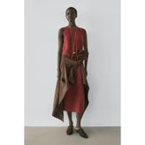 Massimo Dutti %100 keten halter yaka elbise