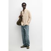 Massimo Dutti %100 keten regular fit cepli gömlek