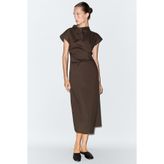 Massimo Dutti %100 pamuklu drapeli poplin elbise