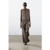 Massimo Dutti Dökümlü %100 Keten Pantolon