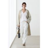Massimo Dutti Dökümlü V yaka crop tişört