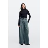 Massimo Dutti Geniş paça yüksek total look jean