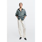 Massimo Dutti Kalın pilili bol kesim gömlek
