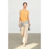 Massimo Dutti Volanlı dökümlü halter yaka top