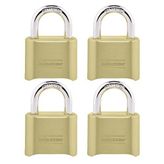 Master Lock Şifreli Kilit, İç ve Dış Mekan Asma Kilit, Sıfırlanabilir Şifreli Dolap Kilidi, 4 Paket, 175EC4, Altın