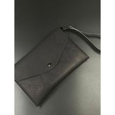 MAT DERİ Kadın Çapraz Askılı Clutch Deri El Portföy Çantası - Siyah - Yılan