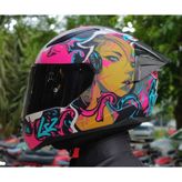 Mat Mor Ls2 Rapıd 2 Race Cyberg Fullface Motosiklet Kaskı Kapalı Kasklar için Polikarbonat - XS