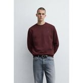 MATERIAL Erkek Bisiklet Yaka Basic Bordo Sweatshirt