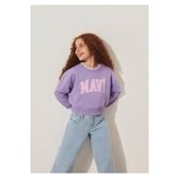 Mavi Logo Baskılı Crop Mor Sweatshirt 7s10097-86954