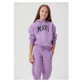 Mavi Logo Baskılı Kapüşonlu Mor Sweatshirt -70586 7610035