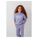 Mavi Logo Baskılı Kapüşonlu Mor Sweatshirt 7S10147-70557