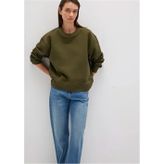 Mavı M1S10390-71589 Dark Olıve Kadın Oversıze Bısıklet Yaka Basıc Sweatshırt