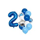 Mavi Rakam Balon Pullu Şeffaf Balon Seti Yaş 2