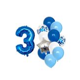 Mavi Rakam Balon Pullu Şeffaf Balon Seti Yaş 3