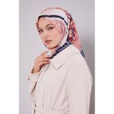 Mavi Şerit Desen Pamuk Eşarp